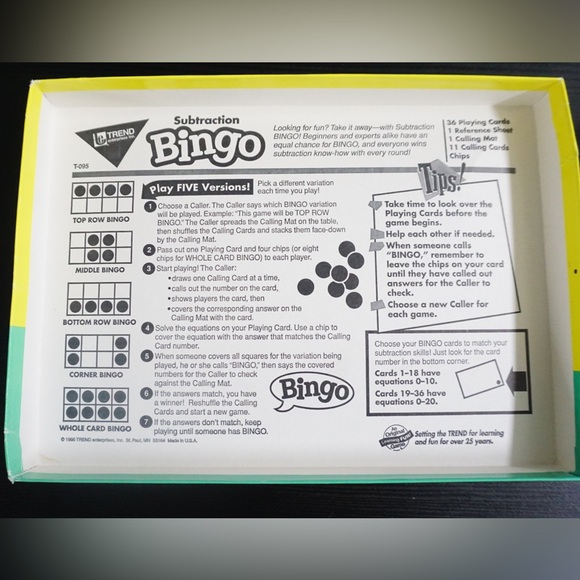 Trend Enterprises Inc. Subtraction & Addition Bingo games - Picture 4 of 16